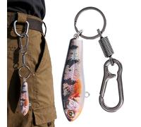 Fishing Bait Charm Key Ring - Lifelike Angler Inspired Lure Pendant, Compact Lightweight Decorative Keychain, Premium Finish Ornament | Unique Outdoor Hobby Gift Choice For Men Boys Daily Travel Commu
