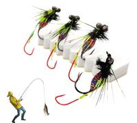 Fishing Bait Pack, Realistic Carbon Hooks, Artificial Fly Hook, Barbed Hook Set, Premium Angler Gear for Salmon Bass Carp River Lake Sea Fishermen Men Outdoor Fishing Usage