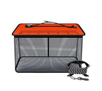 Fishing Basket, Floating Net Cage, Compact Reflective Foldable Mesh, Secure Zipper Closure, Live Catch Trap for Stream, Sea Rock, Storage Use, 19.69x15.35x9.45 inches