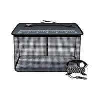 Fishing Basket, Floating Net Cage, Compact Reflective Foldable Mesh, Secure Zipper Closure, Live Catch Trap for Stream, Sea Rock, Storage Use, 19.69x15.35x9.45 inches