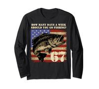 Fishing Boy Drapeau américain USA Bass Fish 67 Manche Longue