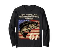 Fishing Boy Drapeau américain USA Bass Fish 67 Manche Longue