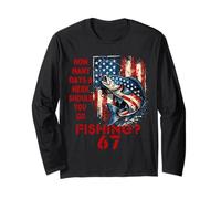 Fishing Boy Drapeau américain USA Bass Fish 67 Manche Longue