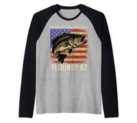 Fishing Boy Drapeau américain USA Bass Fish 67 Manche Raglan