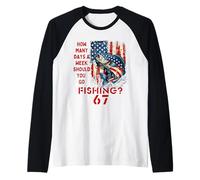 Fishing Boy Drapeau américain USA Bass Fish 67 Manche Raglan