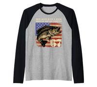 Fishing Boy Drapeau américain USA Bass Fish 67 Manche Raglan