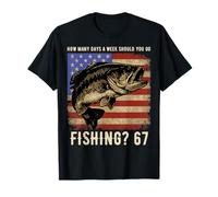 Fishing Boy Drapeau américain USA Bass Fish 67 T-Shirt