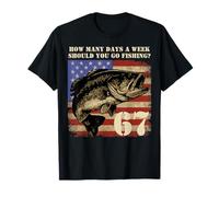 Fishing Boy Drapeau américain USA Bass Fish 67 T-Shirt