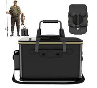 Fishing Bucket - Fishing Tackle Backpack | Heavy-Duty Fishings Bucket | Fishings Buckets for Live Fish | Folding Fîshing Case | Angling Container for Camping Barbecue | Foldable Angler Bait Storage Ca