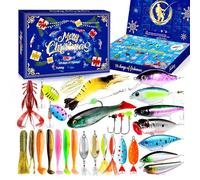Fishing Calendar Adventskalender 2025 | 24 Tage Angelköder Adventskalender Weihnachten | Barschköder Für Süßwasser Teich Fluss See Reservoir Meer | Outdoor Abenteuer Männer Angler