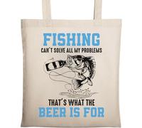 Fishing Can't Solve All My Problems That's What Beer is for Natural Sac fourre-tout en coton écologique Beige