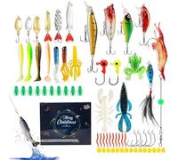 Fishing Christmas Calendar, Portable Baits Tackle Gear for Men, 24 Days of Christmas Countdown Calendar with Fishing Lures, Adult Teen Anglers Freshwater Saltwater