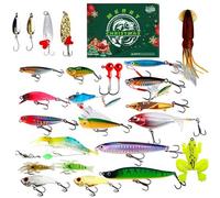 Fishing Countdown Calendar, Baits Kit for Freshwater, 24 Days Christmas Fishing Countdown Calendar, Saltwater Fisherman Adult Men Teen Boys Bass Trout Catfish Lake River Stream