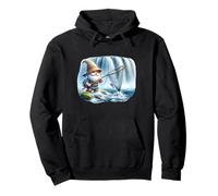 Fishing Dad Fisher Gnome With Landing Net For Fishing Lover Sweat à Capuche