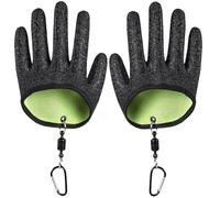 Fishing Gloves, Catch Grip Mitts, 5.91x7.87x0.79 inches Waterproof Polyester and Latex Material, Magnetic Release, Fish Rod Glove for Anglers, Outdoor, River, Lake, Pond, Boat, Shore, Dock