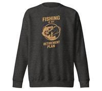 Fishing is My Retirement Plan Fishing Enthusiasts Sweat-shirt unisexe pour adulte, Gris anthracite chiné, L
