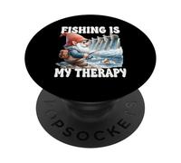 Fishing Is My Therapy Fisherman Grandpa Gnome For Anglers PopSockets PopGrip Adhésif