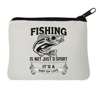 Fishing is Not Just A Sport It's A Way of Life Porte-monnaie en néoprène Blanc 10 x 11 cm