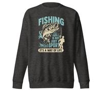 Fishing is Not Just A Sport It's Way of LifeFishi ng Enthusiast Sweat-shirt unisexe pour adulte, Gris anthracite chiné, XL