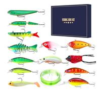 Fishing Lure Set - Kit Artificial Bass Lures | Kit Complet de Fishing Gear For Saltwater & Freshwater - Ideal For River, Lake, Pond, Outdoor Trips, Vacations, Family, & Night Adventures