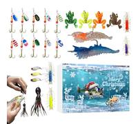 Fishing Lure Tackle Kit - Fishing Countdown Calendar | 24 Days Advent Christmas Calendar for Dad Boyfriend Teens Men Fisherman Stream Lake River Trout Bass Freshwater Saltwater