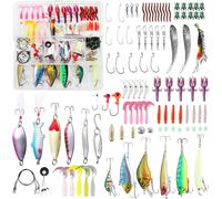 Fishing Lures Kit 101pcs - Spinnerbaits, Plastic Worms, Minnow, Popper, Lures, Soft Fishing Jigs Fishing Hooks - Portable Fishing Bait Kit With Box