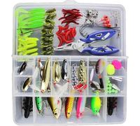 Fishing Lures Kit Spinnerbaits,Plastic Worms,Minnow,Popper,Lures,Soft Fishing Jigs Fishing Hooks-Portable Fishing Bait Kit With Box