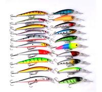 Fishing Lures Kit With Portable Toolbox, 20 Pieces Floating Fishing Bait Set Bass Hooks Accessories With Spinnerbaits,Plastic Worm,Minnow,Frog Bait-Baits Kit