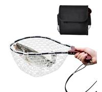 Fishing Net, Foldable Landing Net with Anti Slip Handle, 18.5x14.17x7.87 inches Heavy Duty Lightweight Mesh for Live Catch, Release, Aquarium, Pools, Ponds, Kayak Bass Fly Salmon