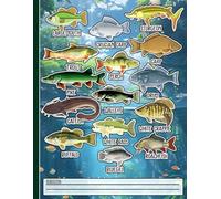 Fishing Notebook for Dad and Kids: Freshwater Fish Chart with Largemouth Bass, Wide Ruled Journal for Family Camping, Nature Hobbies, and School Notes