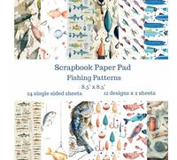 Fishing Patterns Scrapbook Paper Pad: 24 Single Sided Sheets of Decorative Paper for Junk Journals, Scrapbooking, Decoupage, Paper Crafts and More 8.5" x 8.5"