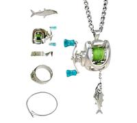 Fishing Pendant Necklace - 4cm Reel Charm, Angler Chain for Men, Nautical Piece with Detailed Craft, Fashion Jewelry, Symbolic Ornament for Daily Wear, Date Night Outings and Wedding Family Gatherings