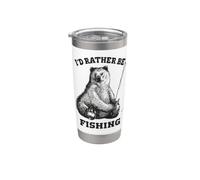 Fishing Pole Bear I'd Rather Be Fishing Funny Outdoors Gobelet isotherme en acier inoxydable double paroi