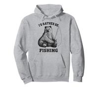 Fishing Pole Bear I'd Rather Be Fishing Funny Outdoors Sweat à Capuche