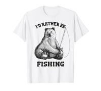 Fishing Pole Bear I'd Rather Be Fishing Funny Outdoors T-Shirt