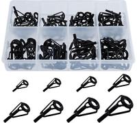 Fishing Rod Guides 80 Pieces Stainless Steel Carbon Ceramic Ring Fishing Guide Repair Kit For Telescopic Fishing Rod