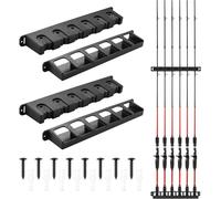 Fishing Rod Holder,2 Pairs Of Wall Mounted Fishing Rod Holder,Fishing Rod Holder For 12 Rods,Wall Mounted Rod Holder,Black