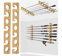 Fishing Rod Holder - Wooden Fishing Rod Holder For Garage, 7 Combinations Of Fishing Rods, 1 Pair