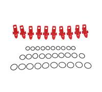 Fishing Rod Hook Keepers, ABS Bait Holders with 3 Size Elastic Rubber Rings, Lure Storage for Outdoor Fishing Rod Protect, 10 Pack Kit (Red)