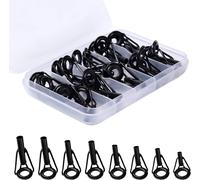 Fishing Rod Rings Repair Kit, 1.8-3.2 Mm Steel Fishing Rod Rings With Plastic Box Guide For Fishing Rod For Freshwater Saltwater Fishing Lovers (Black, 8 Sizes)