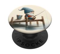 Fishing Scene For Gnome Lover And Dad Who Love Fishing PopSockets PopGrip Adhésif