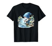 Fishing Scene With Fisherman Gnome Grandpa For Fishing Lover T-Shirt