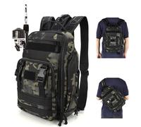 Fishing Tackle Storage Backpack,Fishing Backpack With Fishing Rod Holder Lightweight Heavy Duty Shoulder Bag For Fishing Hiking Hunting Camping