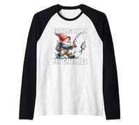 Fishing With My Gnomies Graphic For Dad Funny Fathers Day Manche Raglan