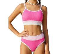 FishingDino Ensemble bikini deux pièces pour adolescentes 9-16 ans, tankini rembourré taille haute avec bretelles réglables
