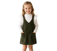 FishingDino Ensemble Robe Fille 2 Pièces 2-6 Ans, sous-Pull Col Montant à Volants et Robe Salopette Velours Côtelé Ajustable Automne Hiver