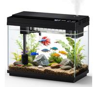 fishkeeper Nano Aquarium Kit Complet, kit de démarrage pour Mini Aquarium de 9 litres, avec Pompe et Filtre 4 en 1, humidificateur, Affichage de la température et LED programmable.