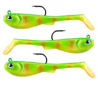 FISHN® GRUMPYbaby Rubberfish Set - Poids: 13g, Longueur: 11cm - Action de nage extrême, leurres pour la pêche au brochet, Softbait, Swimbait, Puissance de pêche (3 pièces) (GRUMPYbaby Green)