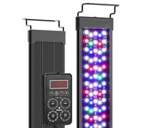 Fishnanny Lampe d'aquarium avec mode 24h/24, 7j/7 avec calibrage à une touche de l'heure locale, étanche IP68, lumières de croissance LED RVB à spectre complet avec 9 couleurs, 9 minuteurs, 10