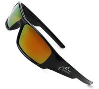 Fishoholic Lunettes de soleil de pêche polarisées (14 options) - Étui rigide et pochette gratuits - UV400 - Excellent cadeau pour la pêche (GB-Fire)